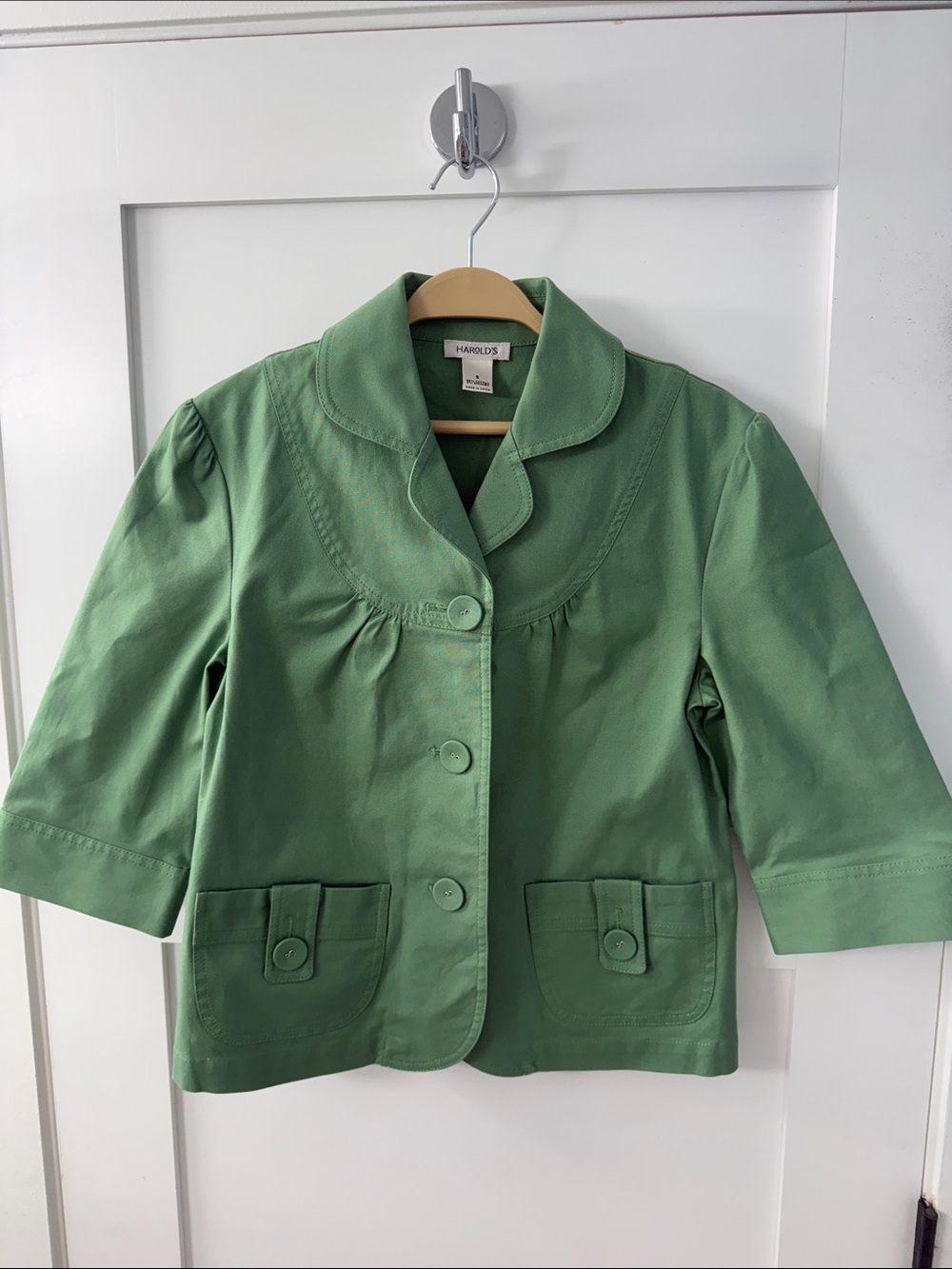Tailored Green Short Sleeve Button Jacket/Blazer